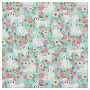 havanese bloemenhonden munt stof