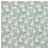 havanese bloemenhonden munt stof (Swatch)