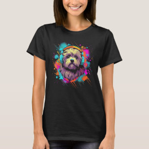 Havanese Bolonka Lhasa ook met hoofdtelefoon hond  T-shirt