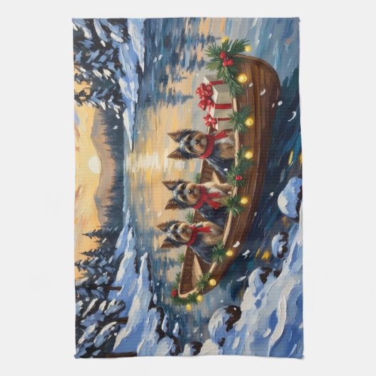 Havanese Christmas Boat Holiday Theedoek (Verticaal)