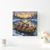 Havanese Christmas Boat Holiday Vierkante Klok (Huis)