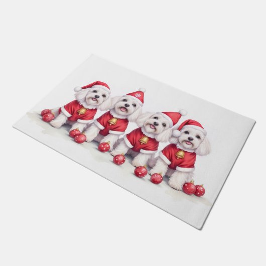 Havanese Christmas Dress Santa Hat Deurmat (Schuin)