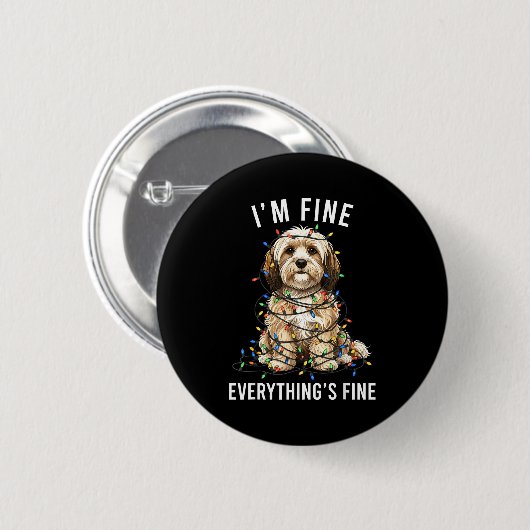 Havanese Christmas I'm Fine Everything Is Fine  Ronde Button 5,7 Cm (Voorkant /achterkant)
