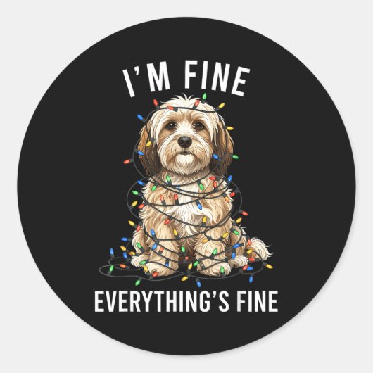 Havanese Christmas I'm Fine Everything Is Fine Ronde Sticker (Voorkant)
