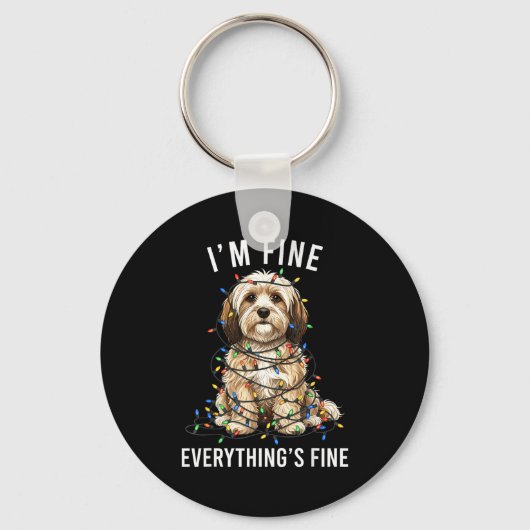 Havanese Christmas I'm Fine Everything Is Fine  Sleutelhanger (Voorkant)