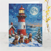 Havanese Christmas Lighthouse Holiday Kaart (Gele Bloem)