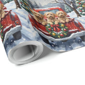 Havanese Christmas Red Truck Holiday Cadeaupapier (Rol Hoek)