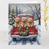 Havanese Christmas Red Truck Holiday Kaart (Gele Bloem)