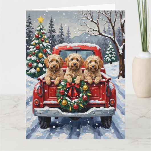 Havanese Christmas Red Truck Holiday Kaart (Voorkant)