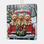 Havanese Christmas Red Truck Holiday Keramisch Ornament (Links)