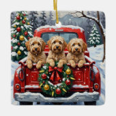 Havanese Christmas Red Truck Holiday Keramisch Ornament (Voorkant)