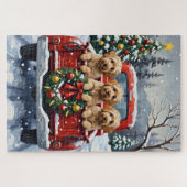 Havanese Christmas Red Truck Holiday Legpuzzel (Horizontaal)