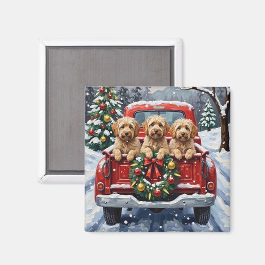 Havanese Christmas Red Truck Holiday Magneet (Voorkant / Achterkant)