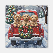 Havanese Christmas Red Truck Holiday Magneet (Voorkant)