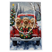 Havanese Christmas Red Truck Holiday Medium Cadeauzakje (Voorkant)