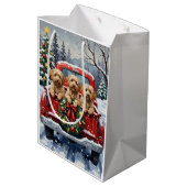 Havanese Christmas Red Truck Holiday Medium Cadeauzakje (Achterkant Gekanteld)