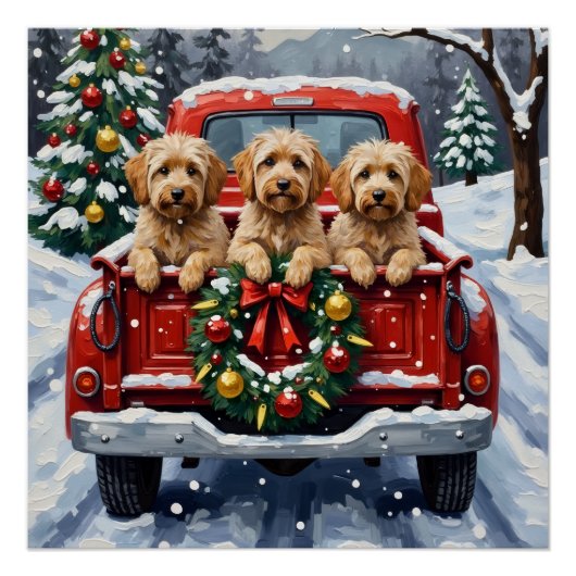 Havanese Christmas Red Truck Holiday Perfect Poster (Voorkant)