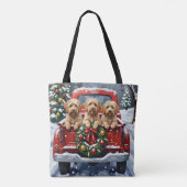 Havanese Christmas Red Truck Holiday Tote Bag (Achterkant)