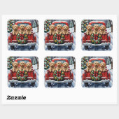 Havanese Christmas Red Truck Holiday Vierkante Sticker (Vel)