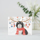 Havanese Christmas Reindeer Dog Premium Briefkaart (Staand voorkant)