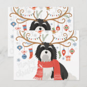 Havanese Christmas Reindeer Dog Premium Briefkaart (Voorkant / Achterkant)