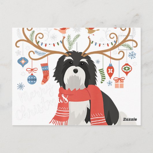 Havanese Christmas Reindeer Dog Premium Briefkaart (Achterkant)