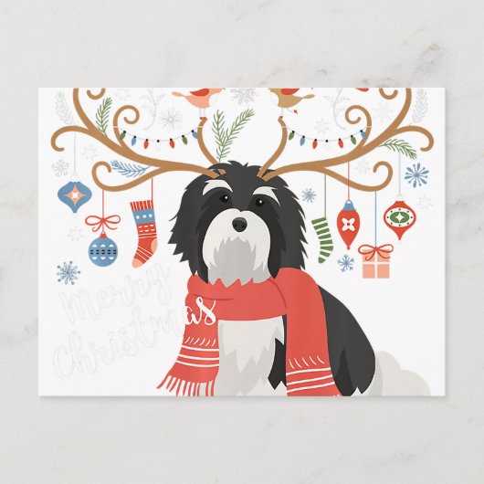 Havanese Christmas Reindeer Dog Premium Briefkaart (Voorkant)