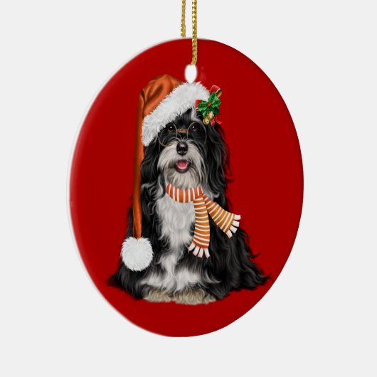 Havanese Deckruden Dog kerstversiering Keramisch Ornament (Rechts)