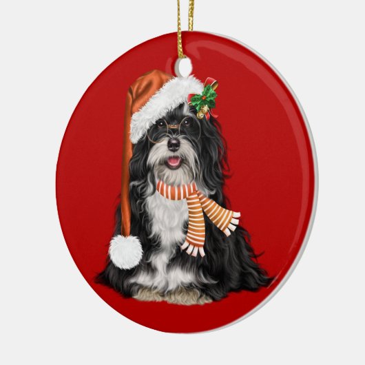Havanese Deckruden Dog kerstversiering Keramisch Ornament (Links)