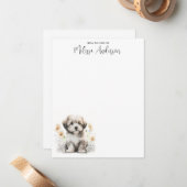 Havanese Dog Cute Puppy Persoonlijke Waterverf Notitiekaartje (Voorkant / Achterkant in situ)