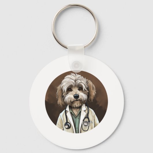 Havanese Dog Doctor Sleutelhanger (Voorkant)