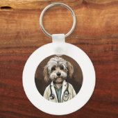 Havanese Dog Doctor Sleutelhanger (Voorkant)
