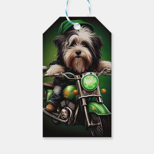 Havanese Dog Driving Bike St. Patrick's Day Cadeaulabel (Voorkant)