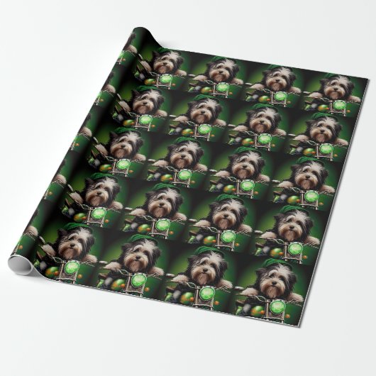Havanese Dog Driving Bike St. Patrick's Day Cadeaupapier (Uitgerold)