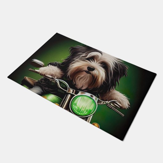 Havanese Dog Driving Bike St. Patrick's Day Deurmat (Schuin)