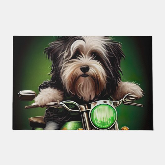 Havanese Dog Driving Bike St. Patrick's Day Deurmat (Voorkant)