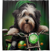 Havanese Dog Driving Bike St. Patrick's Day Douchegordijn (Voorkant)