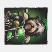 Havanese Dog Driving Bike St. Patrick's Day Fleece Deken (Voorkant (Horizontaal))