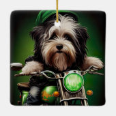 Havanese Dog Driving Bike St. Patrick's Day Keramisch Ornament (Achterkant)