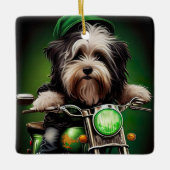 Havanese Dog Driving Bike St. Patrick's Day Keramisch Ornament (Voorkant)