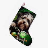 Havanese Dog Driving Bike St. Patrick's Day Kleine Kerstsok (Voorkant (Hangend))