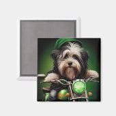 Havanese Dog Driving Bike St. Patrick's Day Magneet (Voorkant / Achterkant)