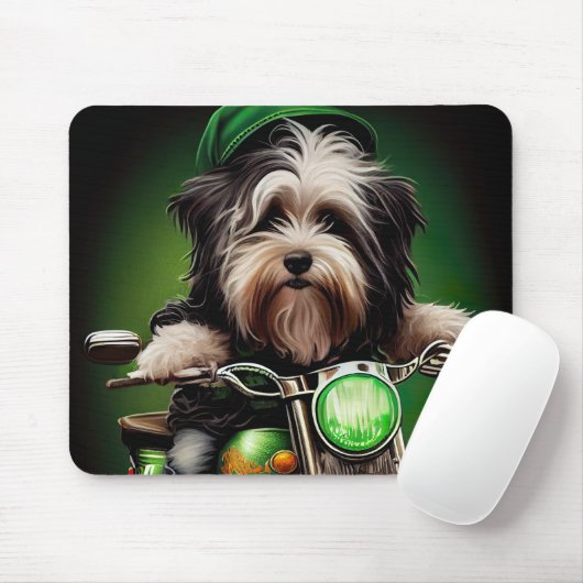 Havanese Dog Driving Bike St. Patrick's Day Muismat (Met muis)