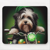 Havanese Dog Driving Bike St. Patrick's Day Muismat (Voorkant)