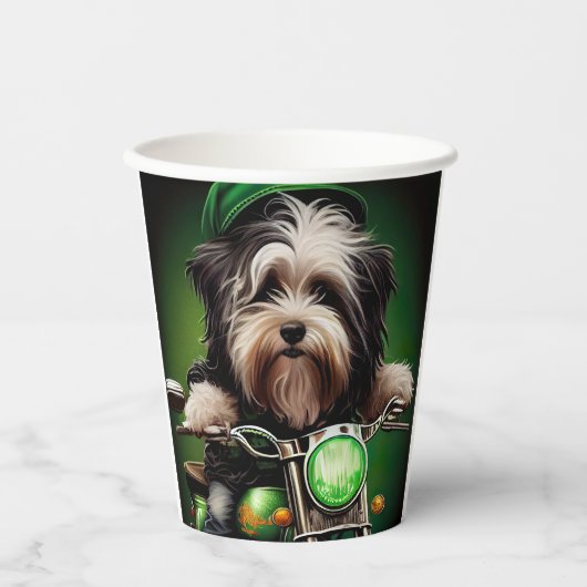 Havanese Dog Driving Bike St. Patrick's Day Papieren Bekers (Voorkant)