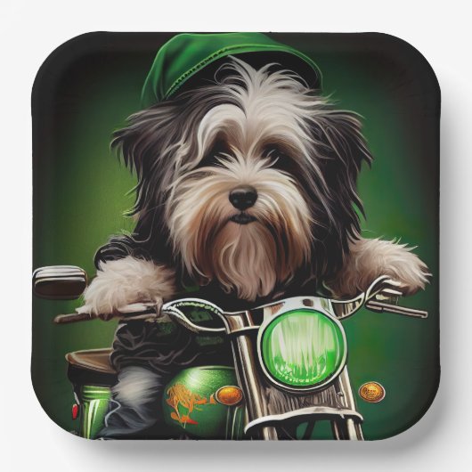 Havanese Dog Driving Bike St. Patrick's Day Papieren Bordje (Voorkant)
