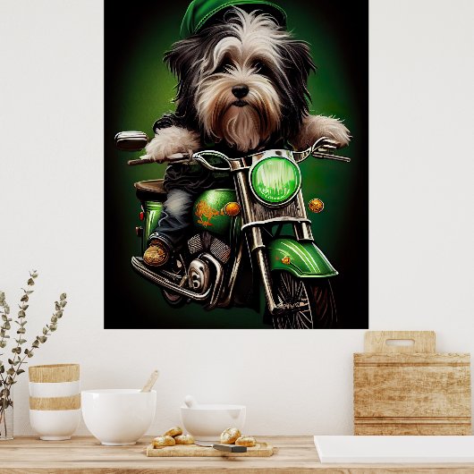 Havanese Dog Driving Bike St. Patrick's Day Poster (Keuken)