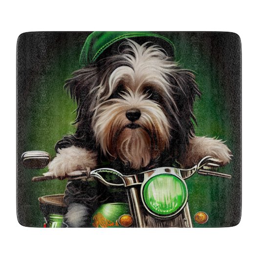 Havanese Dog Driving Bike St. Patrick's Day Snijplank (Voorkant)