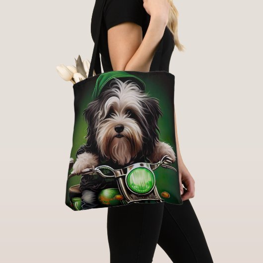 Havanese Dog Driving Bike St. Patrick's Day Tote Bag (Dichtbij)
