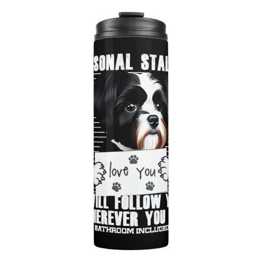 Havanese Dog Funny Stalker Cartoon Thermosbeker (Voorkant)